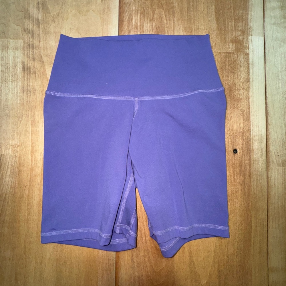 Yunoga Women Shadow Purple High Waisted Biker Shorts Sz Small Yoga Athletic